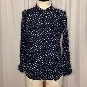 BAYO Medium Navy Blue Polka Dot Long Sleeve Blouse